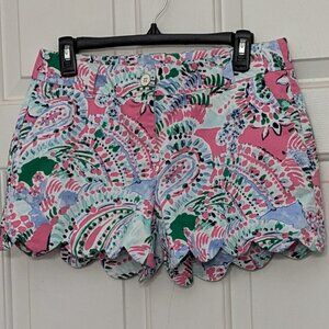 Crown & Ivy Shelby Shorts Women's Sz 2 Scalloped Hem Multicolor